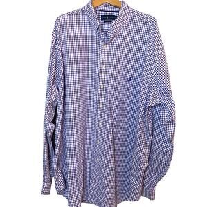 Polo Ralph Lauren Shirt Men's 2x Tall Performance Stretch Purple Gingham